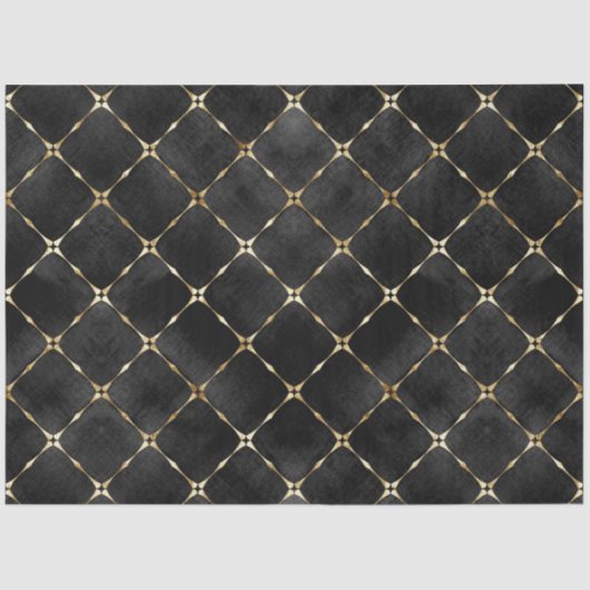 Papier Mousseline Elégant velours noir Faux Gold Plaid Luxe (Recto)