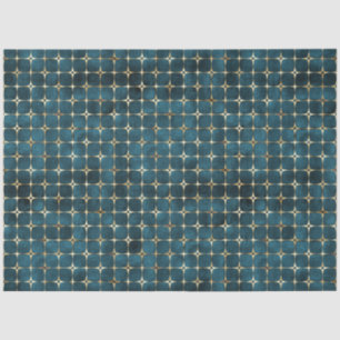 Papier Mousseline Élégant Velours Sarcelle Foncé Plaid Or Luxe
