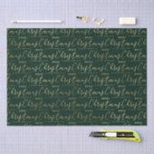 Papier Mousseline Élégant Vert et Or Joyeux Texte de Noël (Artisanat)