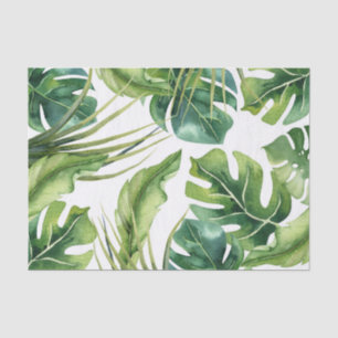 Papier Mousseline Élégant Vert Feuilles de Palmier Tropicales Chic d