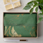 Papier Mousseline Élégant Vert Gold Faux Marbre Noël (Cadeau)