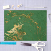 Papier Mousseline Élégant Vert Gold Faux Marbre Noël (Artisanat)