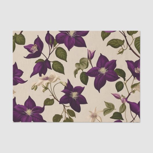 Papier Mousseline Élégant vin Clematis (Recto)