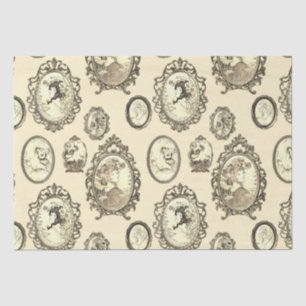 Papier Mousseline Elégant Vintage Art Nouveau Filles Cadres Fleurs