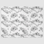 Papier Mousseline Élégant Vintage gravé noir Roses et rubans<br><div class="desc">Elégant et romantique noir gravé roses vintages,  fleurs,  vignes,  feuilles et papillons avec rubans et arcs entrelacés sur un arrière - plan blanc.</div>