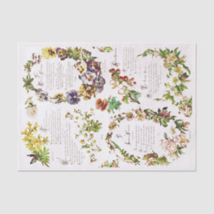 Papier Mousseline Elégant Vintage Poésie Fleurs livre d'antiquités