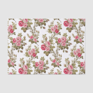 Papier Mousseline Élégant Vintage rose Roses-Blanc Arrière - plan