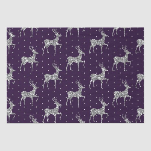 Papier Mousseline Élégant violet et argent Parties scintillant renne (Recto)
