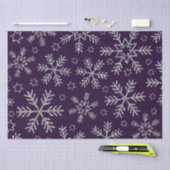 Papier Mousseline Élégant violet et flocons de neige argenté Noël (Artisanat)