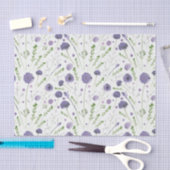 Papier Mousseline Elégant violet vert aquarelle Fleurs (Artisanat)