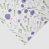 Papier Mousseline Elégant violet vert aquarelle Fleurs (Détail)