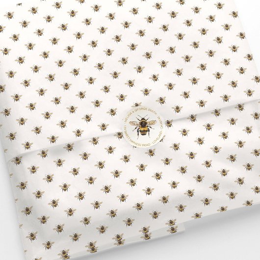 Papier Mousseline Elegant Watercolor Bumblebee Pattern