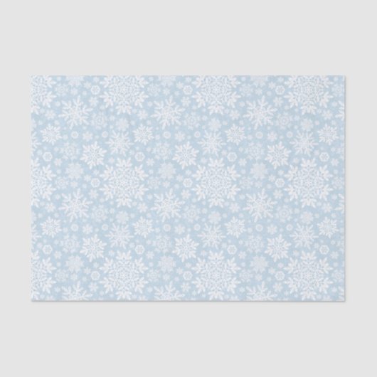 Papier Mousseline Elegant White Snowflake (Frost Blue) (Recto)
