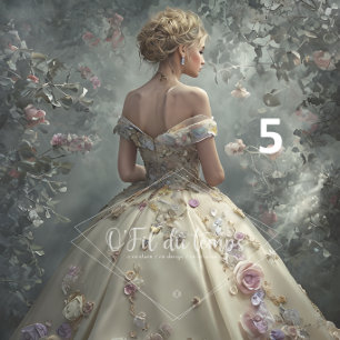 Papier Mousseline Elegant Woman in Opulent Ball Gown