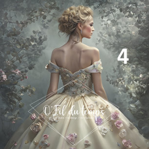 Papier Mousseline Elegant Woman in Opulent Ball Gown