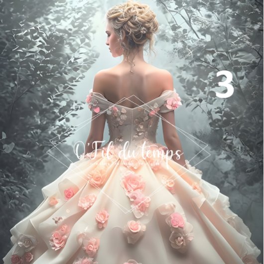 Papier Mousseline Elegant Woman in Opulent Ball Gown