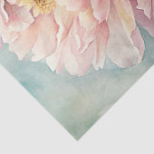 Papier Mousseline Elégante aquarelle bleu rose péconies bouquet (Détail)