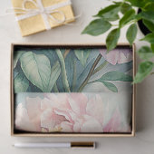 Papier Mousseline Elégante aquarelle bleu rose péconies bouquet (Cadeau)