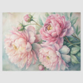 Papier Mousseline Elégante aquarelle bleu rose péconies bouquet (Recto)