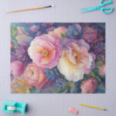 Papier Mousseline Elégante aquarelle colorée Découpage florale (Artisanat)