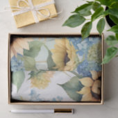 Papier Mousseline Elégante aquarelle des tournesols et des hydrangée (Cadeau)