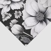 Papier Mousseline Elégante aquarelle noire et blanche Floral (Détail)