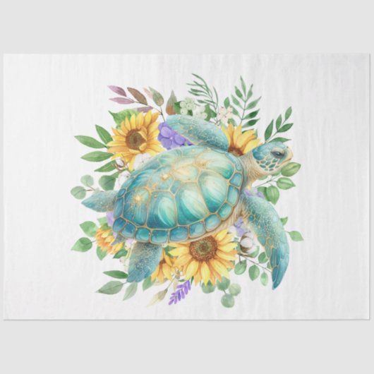 Papier Mousseline Elégante aquarelle Pastel Découpage de tortue mari (Recto)