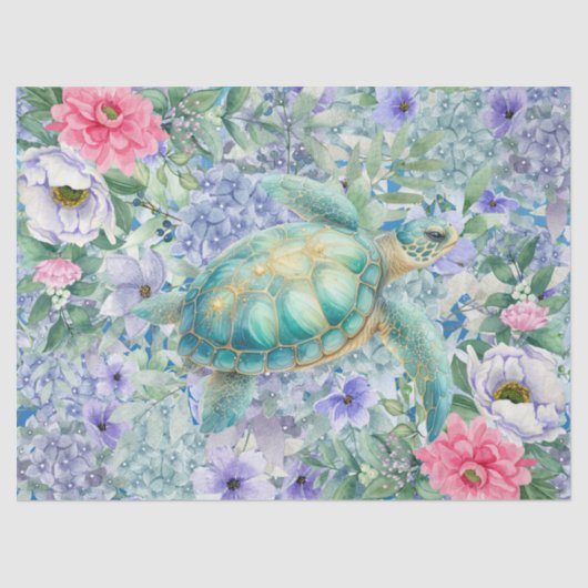 Papier Mousseline Elégante aquarelle Pastel Découpage de tortue mari (Recto)