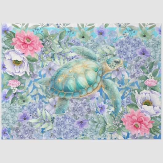 Papier Mousseline Elégante aquarelle Pastel Découpage de tortue mari (Recto)
