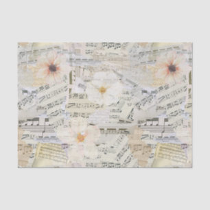 Papier Mousseline Elégante aquarelle Vintage Floral Sheet Music