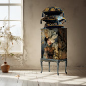 Papier Mousseline Elégante Beauté foncée, Moody Blue Florals