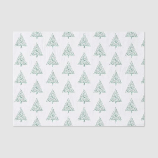 Papier Mousseline Élégante calligraphie rouge et verte Arbre de Noël (Recto)