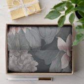 Papier Mousseline Élégante Chinoiserie Florals Gris Framboise (Cadeau)