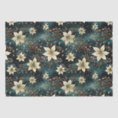 Papier Mousseline Elégante crème Poinsettia Découpage de Noël (Recto)