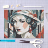 Papier Mousseline Élégante dame art déco (Artisanat)