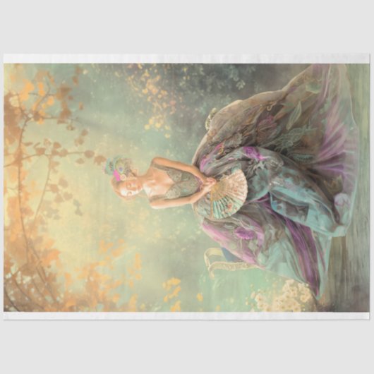 Papier Mousseline Élégante dame assise, Misty Archway Portrait Art (Recto)