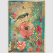 Papier Mousseline Élégante Découpage florale colorée (Recto)