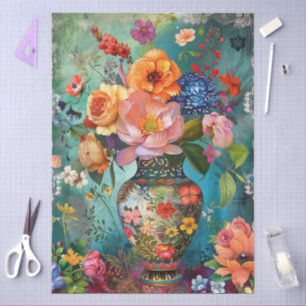 Papier Mousseline Élégante Découpage florale colorée