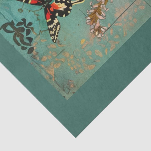 Papier Mousseline Élégante Découpage florale colorée (Détail)