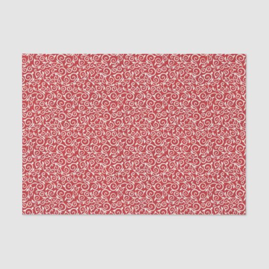 Papier Mousseline Élégante Découpage Noël rouge et blanc Damas (Recto)