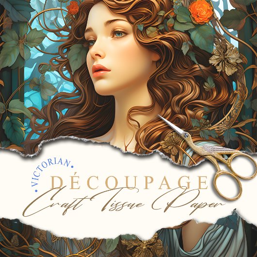 Papier Mousseline Élégante déesse d'été victorienne Art Nouveau