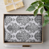 Papier Mousseline élégante fête noire blanche Damask (Cadeau)