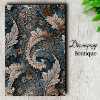 Papier Mousseline Elégante feuille Acanthus Tea / Taupe Baroque Déco