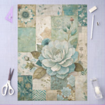 Elégante Fille Turquoise Cottagecore papier de tis