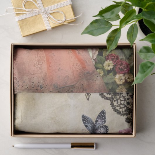 Papier Mousseline Élégante fille victorienne unique dans un jardin f (Cadeau)