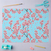 Papier Mousseline Élégante fleurs de cerisier rose Ciel Bleu Noël (Artisanat)