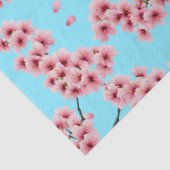 Papier Mousseline Élégante fleurs de cerisier rose Ciel Bleu Noël (Détail)