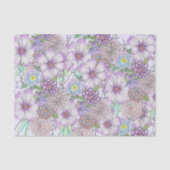 Papier Mousseline Élégante Fleurs de Jardin pourpres et feuillage ve (Recto)