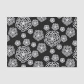 Papier Mousseline Elégante Fleurs Mandala Noir & Blanc (Recto)