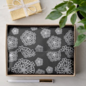 Papier Mousseline Elégante Fleurs Mandala Noir & Blanc (Cadeau)